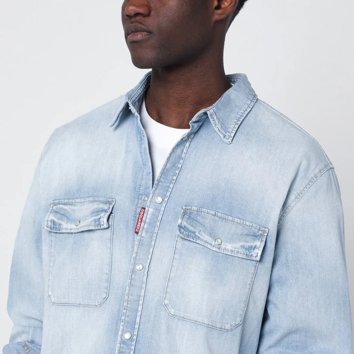 Dsquared2 - Light blue washed denim shirt Brand Shirts &amp; Tops