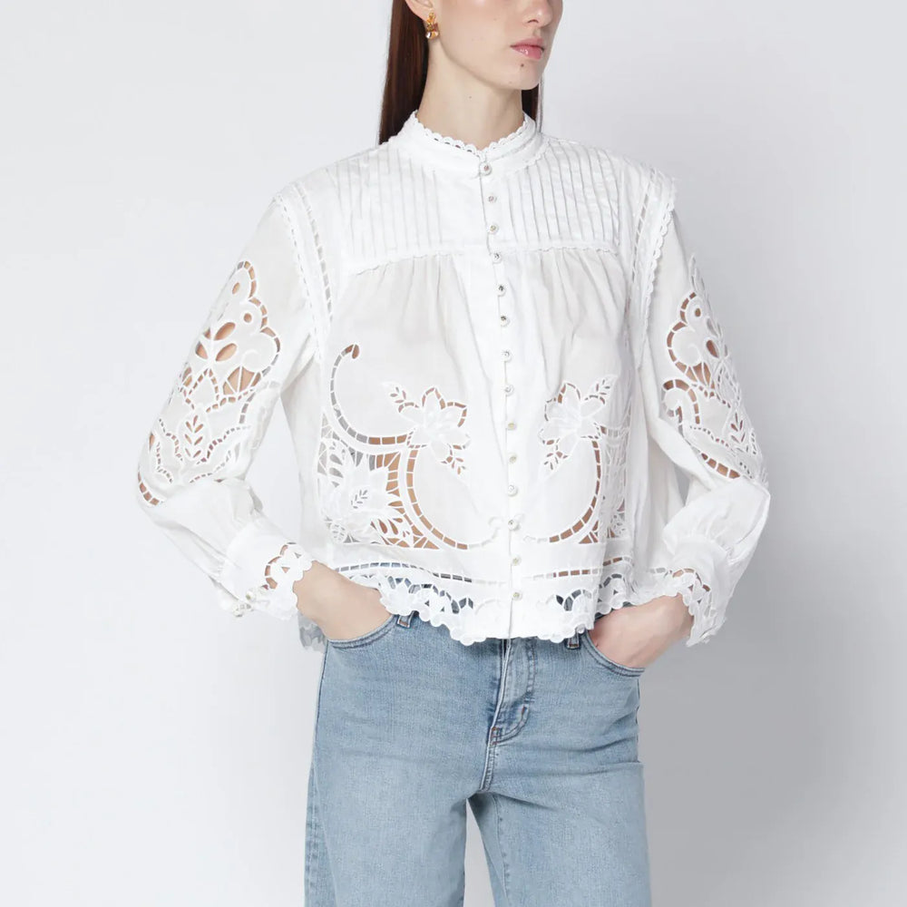 FARM Rio - Richelieu white cotton blouse Brand Shirts & Tops S