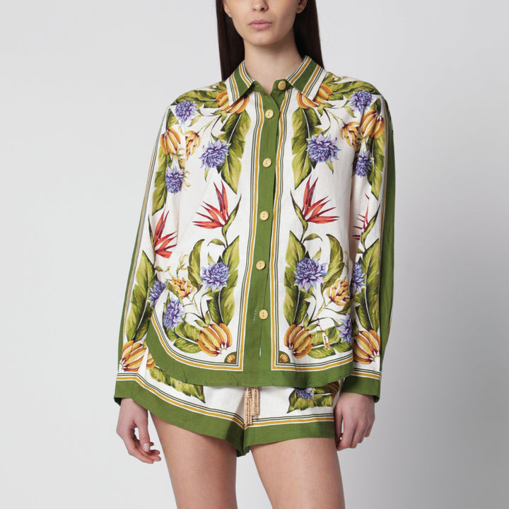 Shirts &amp; Tops FARM Rio - Sand Tropical Scarf linen-blend shirt Brand