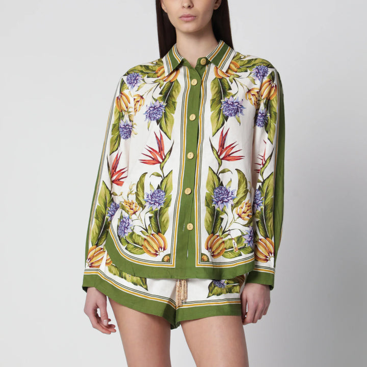 FARM Rio - Sand Tropical Scarf linen-blend shirt Brand Shirts &amp; Tops S