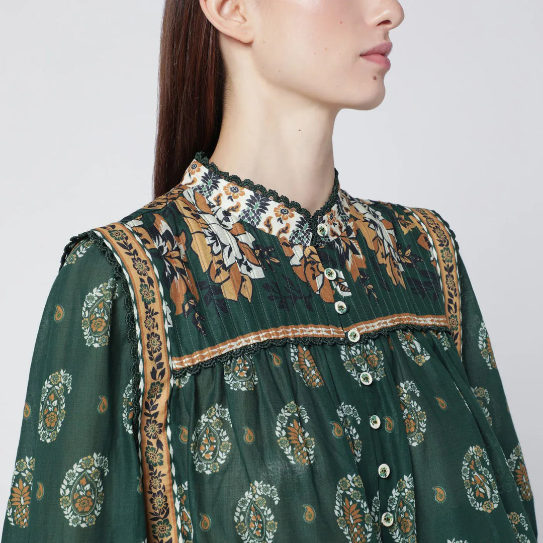 FARM Rio - Tayla green cotton blouse Brand Shirts &amp; Tops