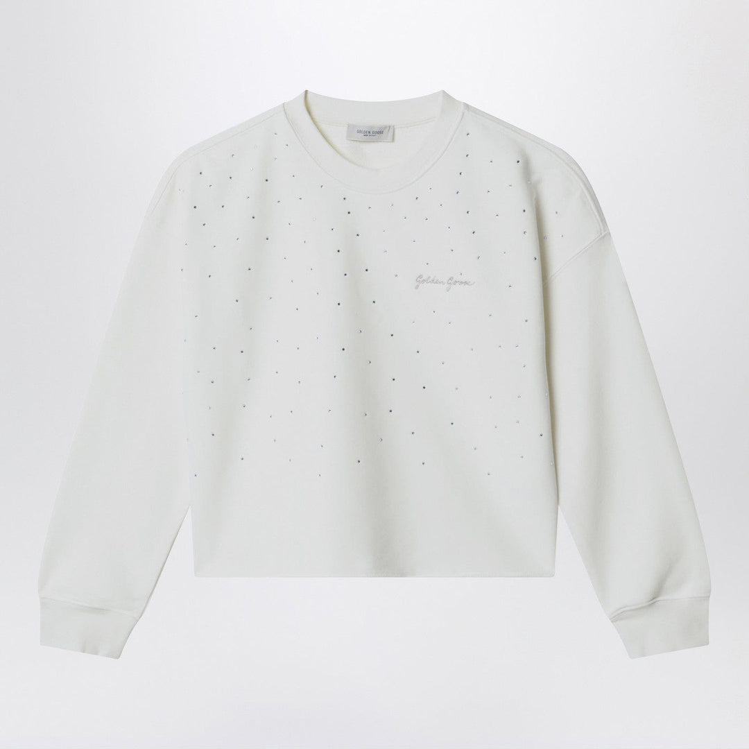 Shirts & Tops Golden Goose - White cotton sweatshirt with rhinestones Brand