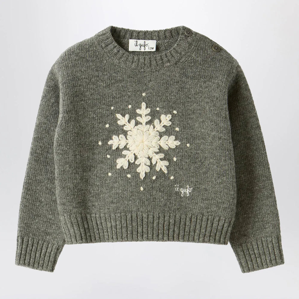 Il Gufo - Grey wool sweater with snowflake motif Brand Shirts & Tops 12