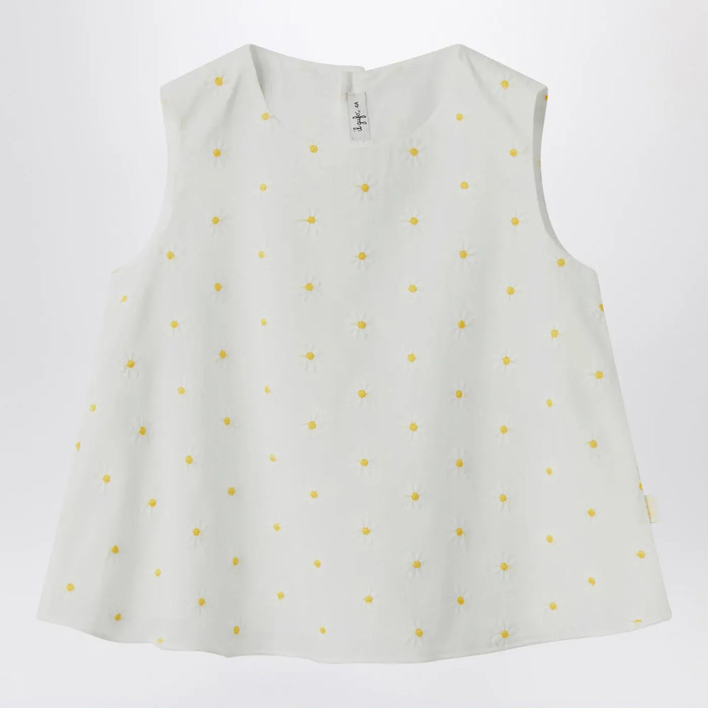 Il Gufo - White top with floral embroidery Brand Shirts & Tops 4A