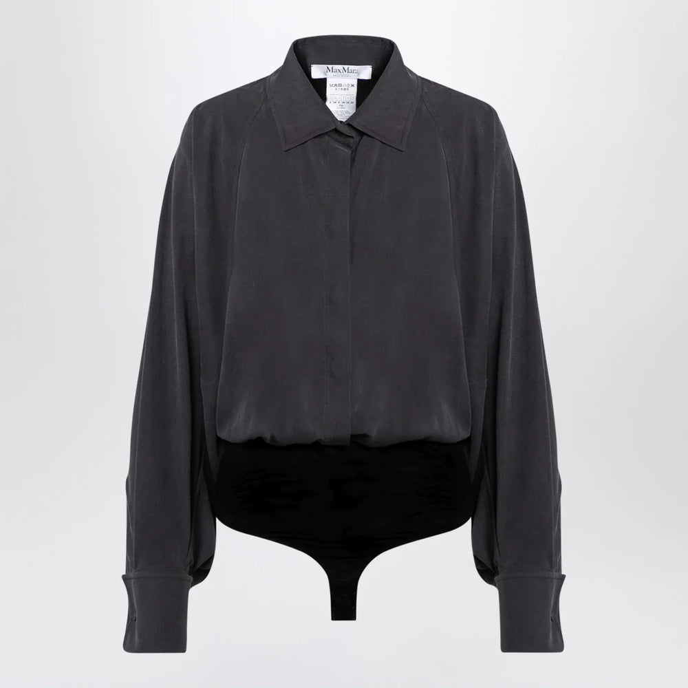 Max Mara - Anthracite grey silk body shirt Brand Shirts & Tops 38  IT