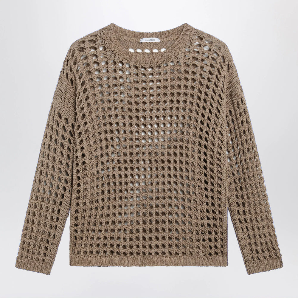 Max Mara - Cotton mesh long-sleeve sweater in Desert Brand Shirts & Tops M