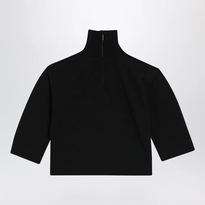 Max Mara - Cropped turtleneck sweater in stretch viscose, black Brand Shirts &amp; Tops
