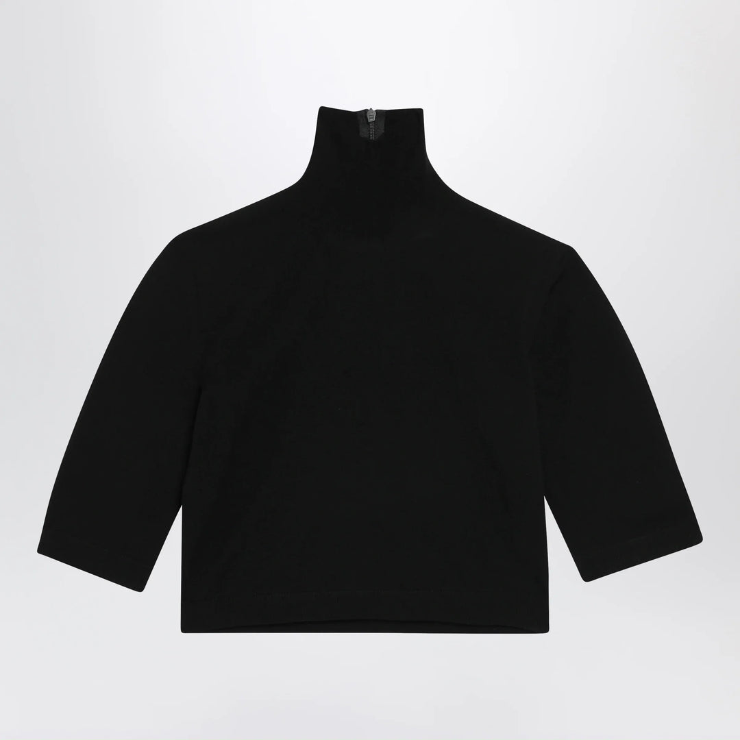 Max Mara - Cropped turtleneck sweater in stretch viscose, black Brand Shirts &amp; Tops M