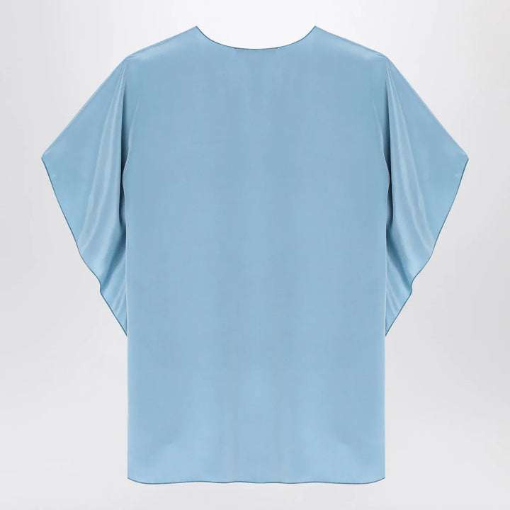 Max Mara Pianoforte - Light blue flowy silk blouse Brand Shirts &amp; Tops 40  IT