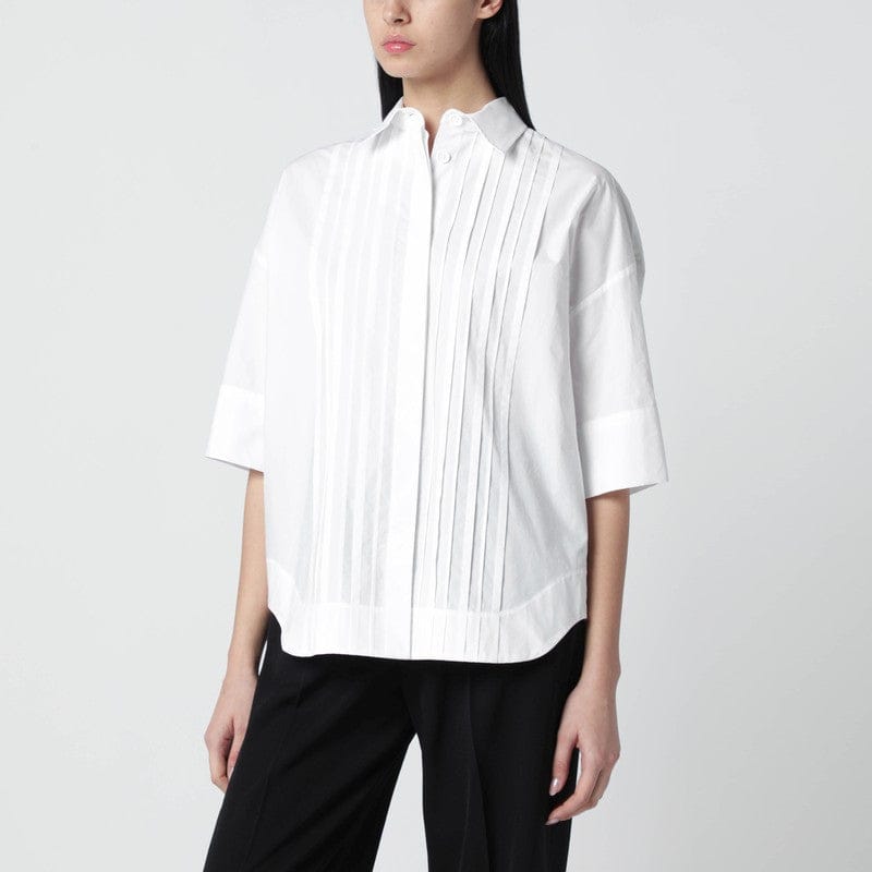 Shirts & Tops P.A.R.O.S.H. - White cotton shirt with pleated detail - S Brand