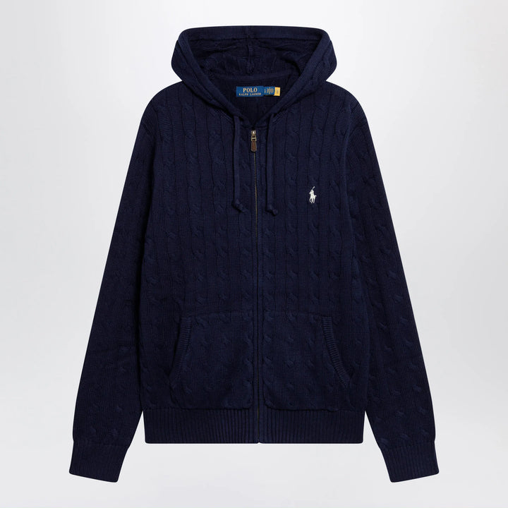 Polo Ralph Lauren - Navy blue cotton cable-knit zip-up cardigan Brand Shirts &amp; Tops M