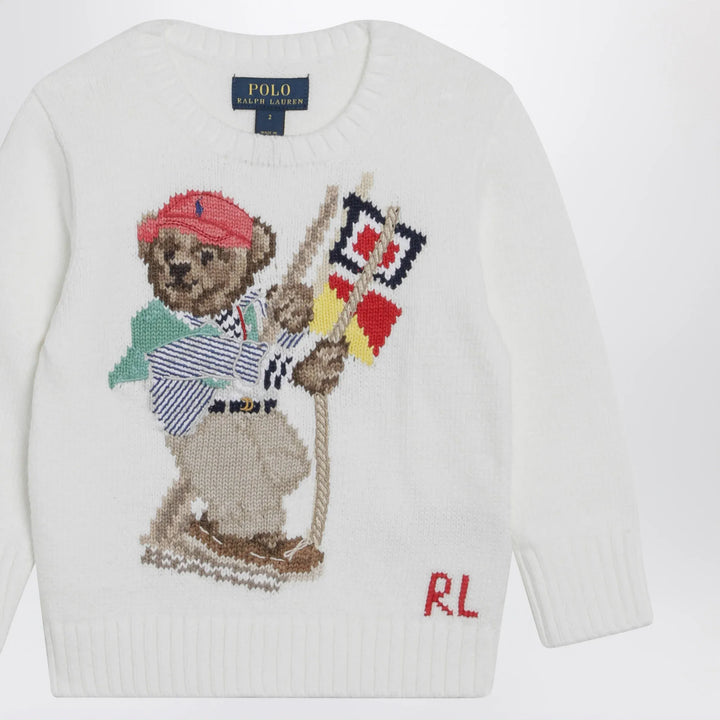 Polo Ralph Lauren - White cotton sweater with Polo Bear Brand Shirts &amp; Tops