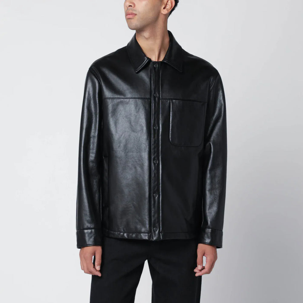 Salvatore Santoro - Black leather overshirt Brand Shirts & Tops 48 IT