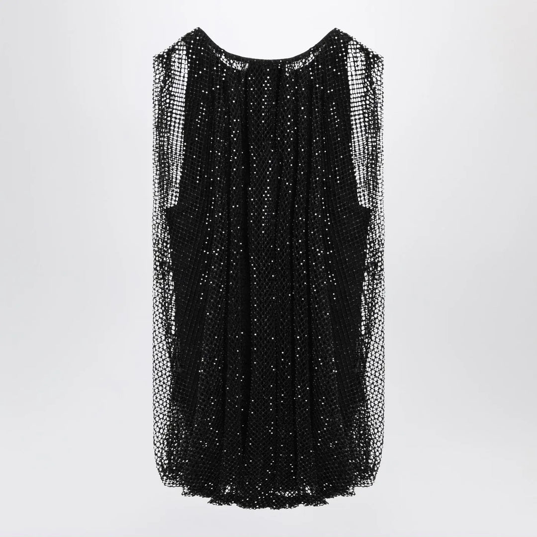 Sportmax - Black mesh top with crystals Brand Shirts &amp; Tops