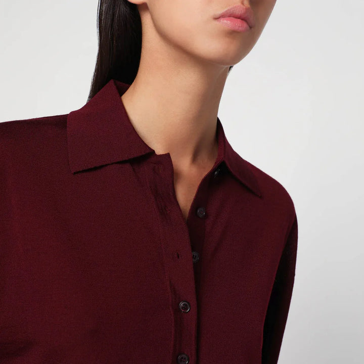 Stella McCartney - Layered Bordeaux wool polo Brand Shirts &amp; Tops
