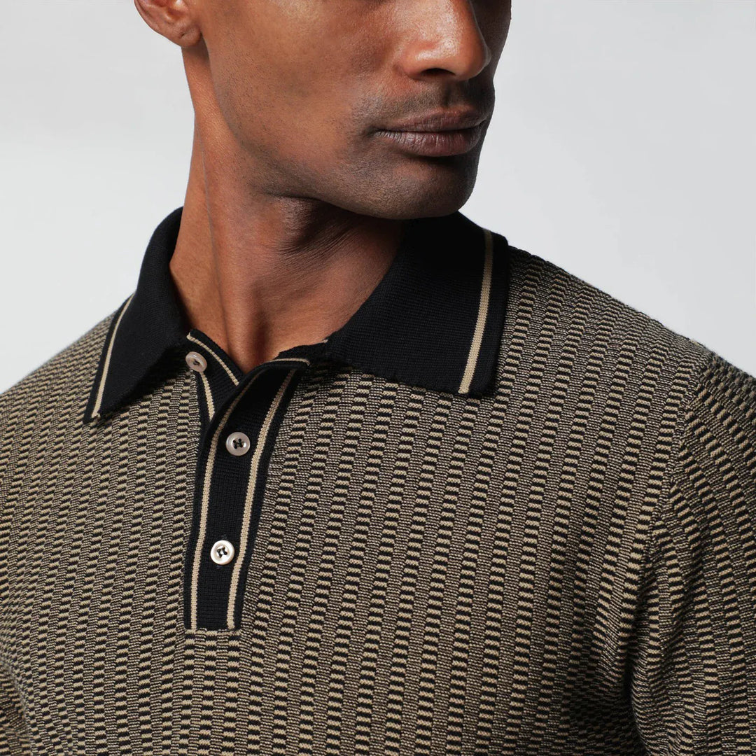 Tagliatore - Brown polo shirt with jacquard pattern Brand Shirts &amp; Tops
