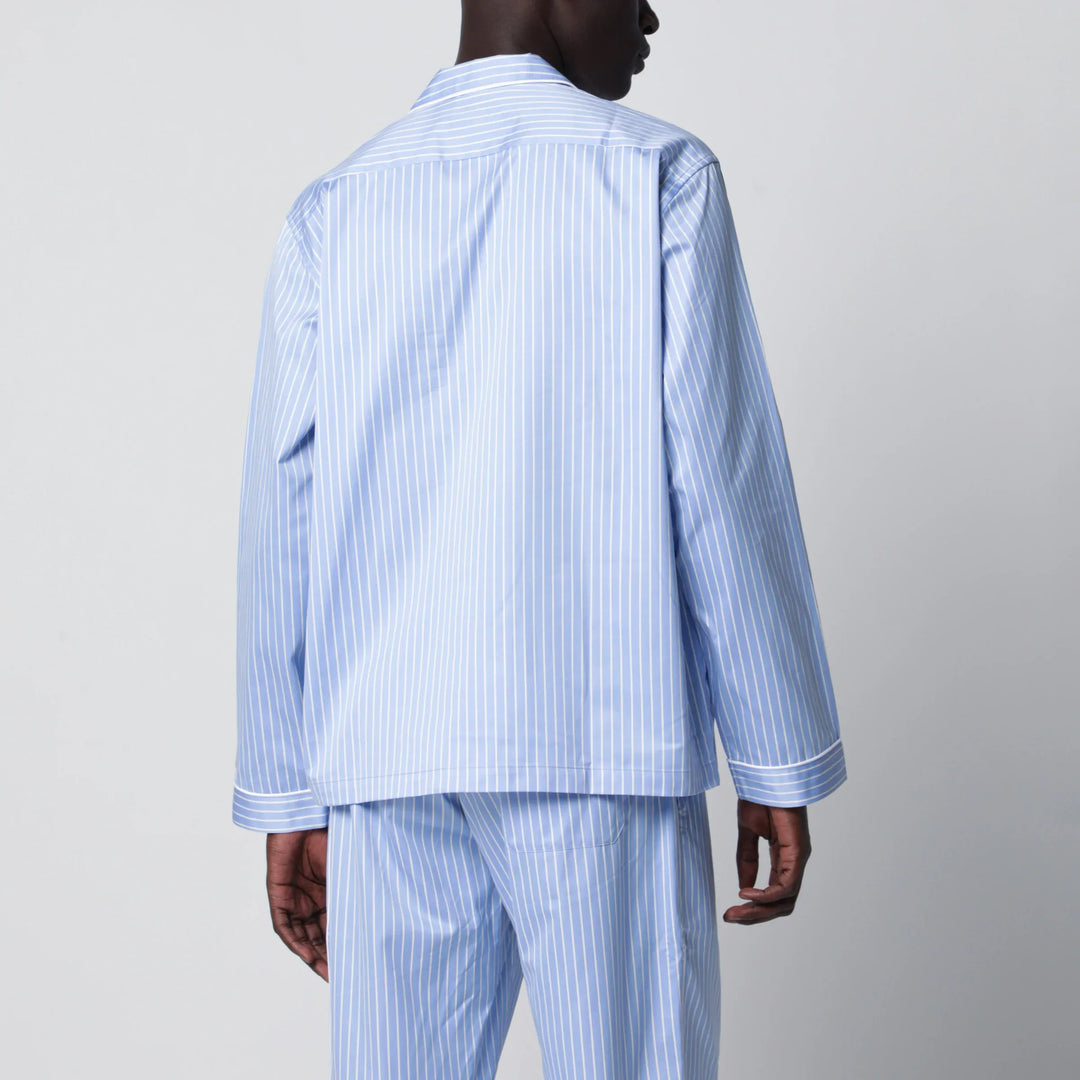 Tekla - Light blue pajama shirt with white stripes Brand Shirts &amp; Tops