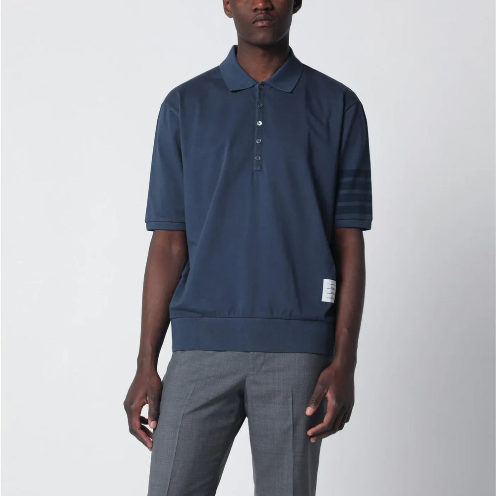 Thom Browne - Navy blue cotton polo shirt Brand Shirts & Tops 2