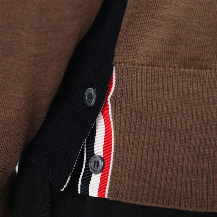 Thom Browne - Navy/grey/brown wool cardigan Brand Shirts &amp; Tops 4