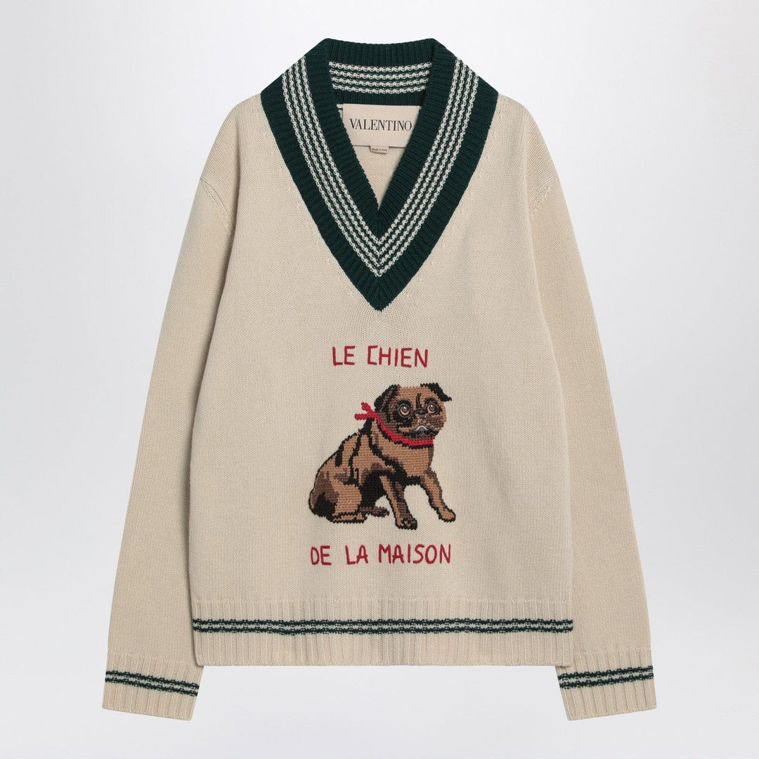Shirts &amp; Tops Valentino - Butter-coloured sweater with Le Chien de la Maison embroidery Brand