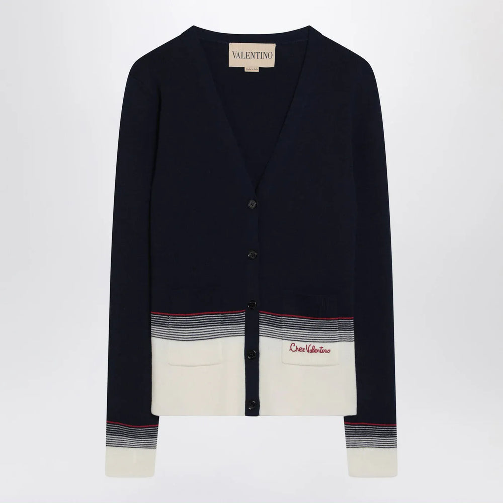 Valentino - Cardigan with Chez Valentino embroidery in wool Brand Shirts & Tops S