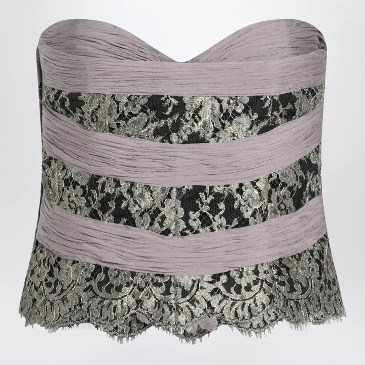 Valentino - Grey/mauve/gold chiffon silk top Brand Shirts &amp; Tops