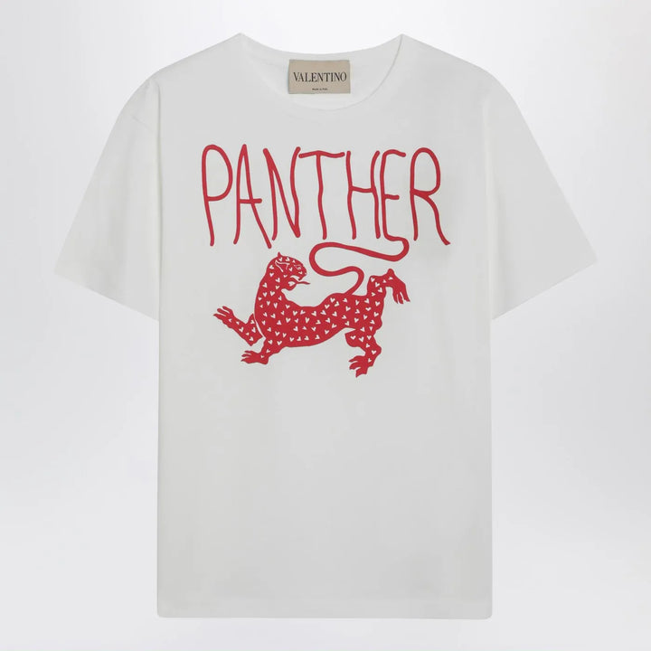 Valentino - Ivory T-shirt with Panther print Brand Shirts &amp; Tops M
