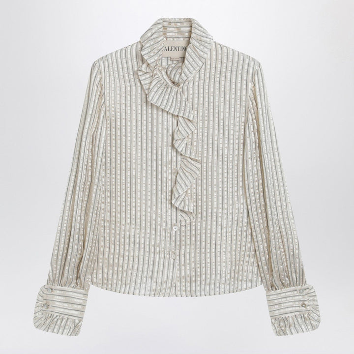 Shirts &amp; Tops Valentino - Light beige silk-blend shirt with ruffles Brand