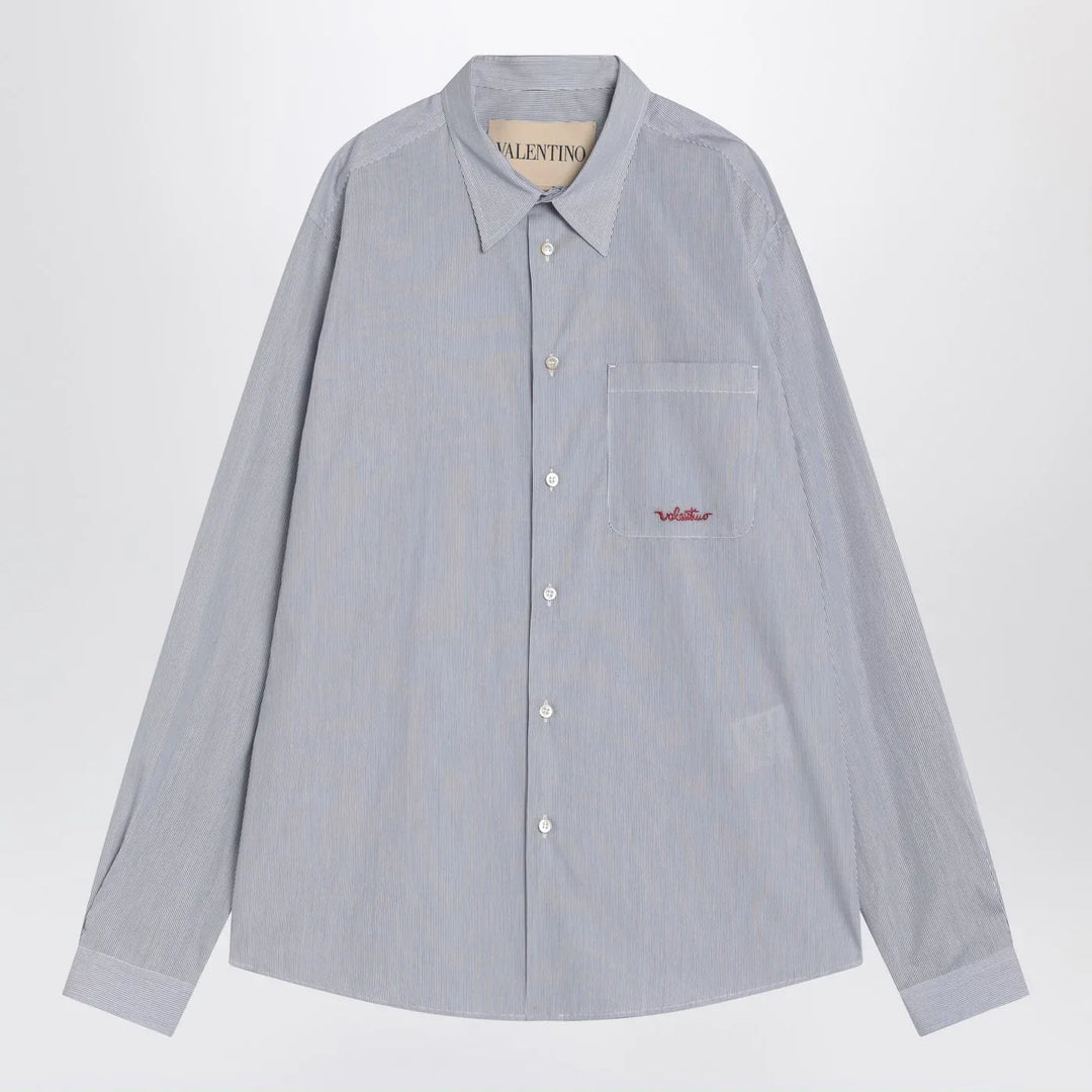 Valentino - Light blue cotton shirt with logo Brand Shirts &amp; Tops 40