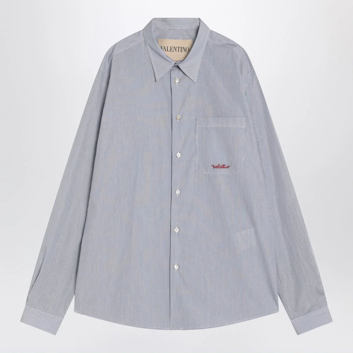 Valentino - Light blue cotton shirt with logo Brand Shirts &amp; Tops 40