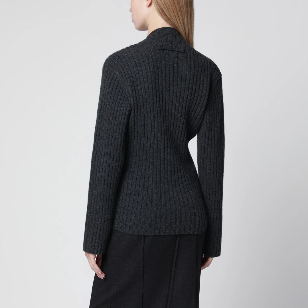 Victoria Beckham - Ribbed Sweater in Burgundy Wool and Cashmere Brand Shirts &amp; Tops