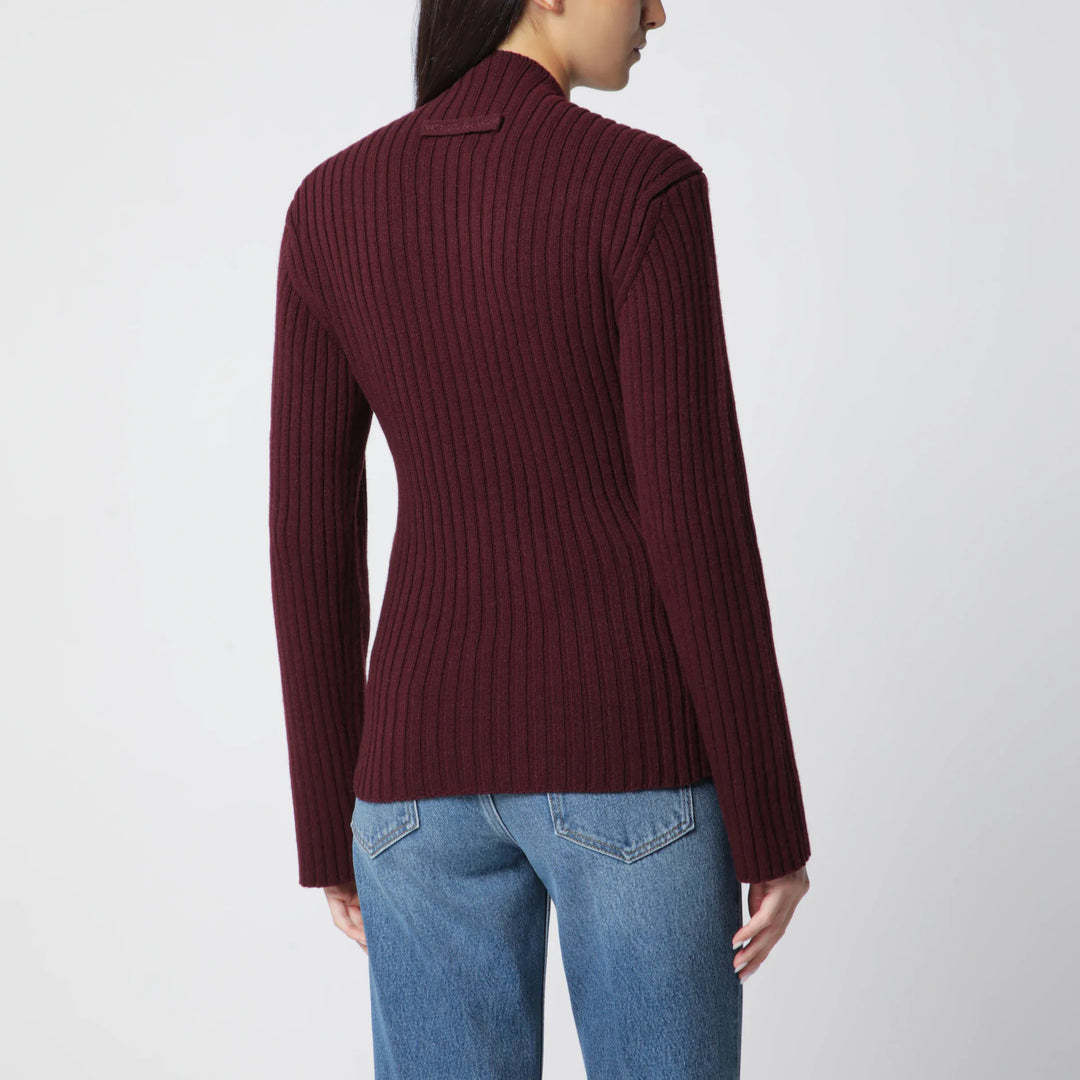 Victoria Beckham - Ribbed Sweater in Dark Grey Wool and Cashmere Brand Shirts &amp; Tops M
