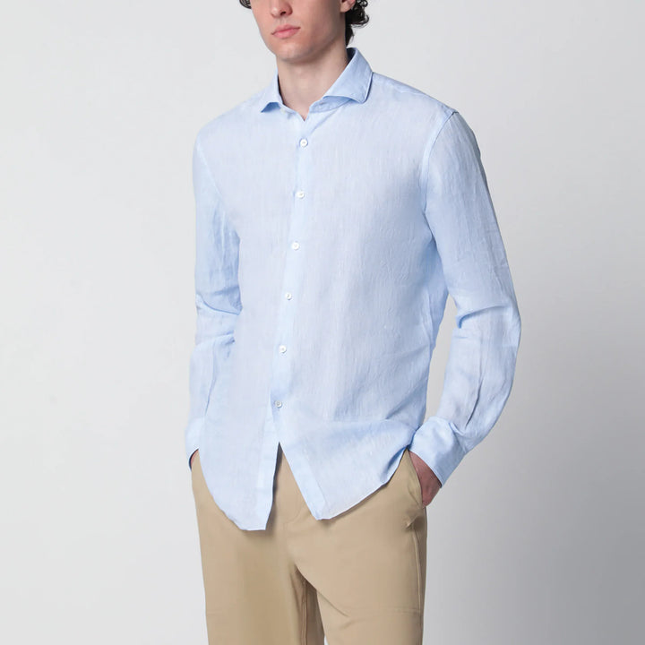 XACUS - Light blue Tailor Fit linen shirt Brand Shirts &amp; Tops 39