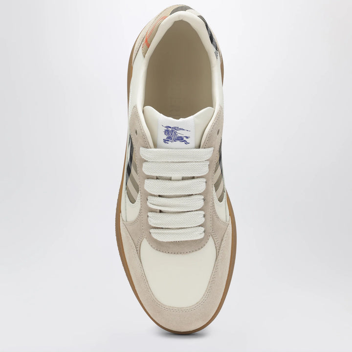 Burberry - Terrace leather and suede sneakers with beige check Brand Shoes