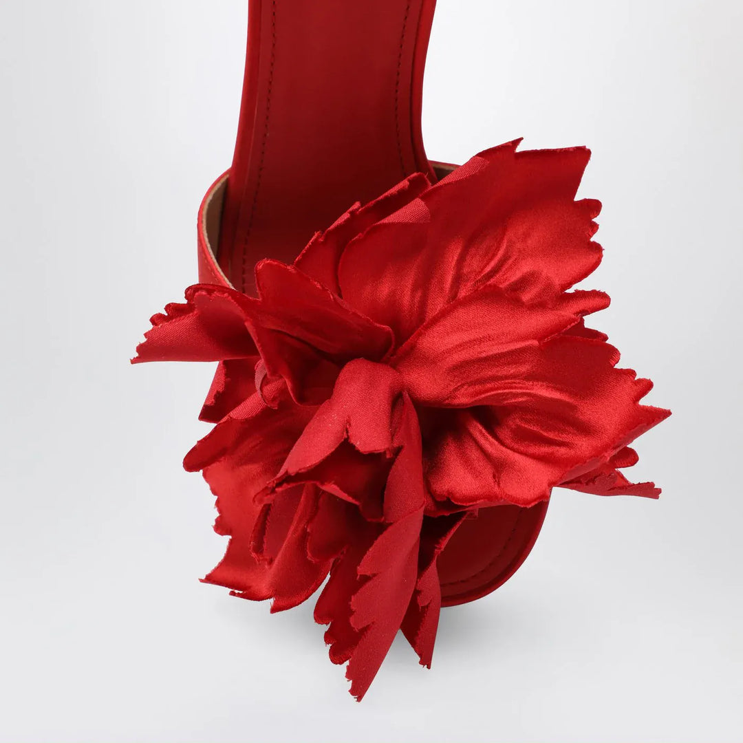 Ferragamo - Red satin sandals with flower Brand Shoes