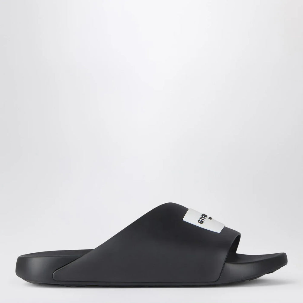 Givenchy - Black rubber Label Slide flat mules Brand Shoes 40 IT