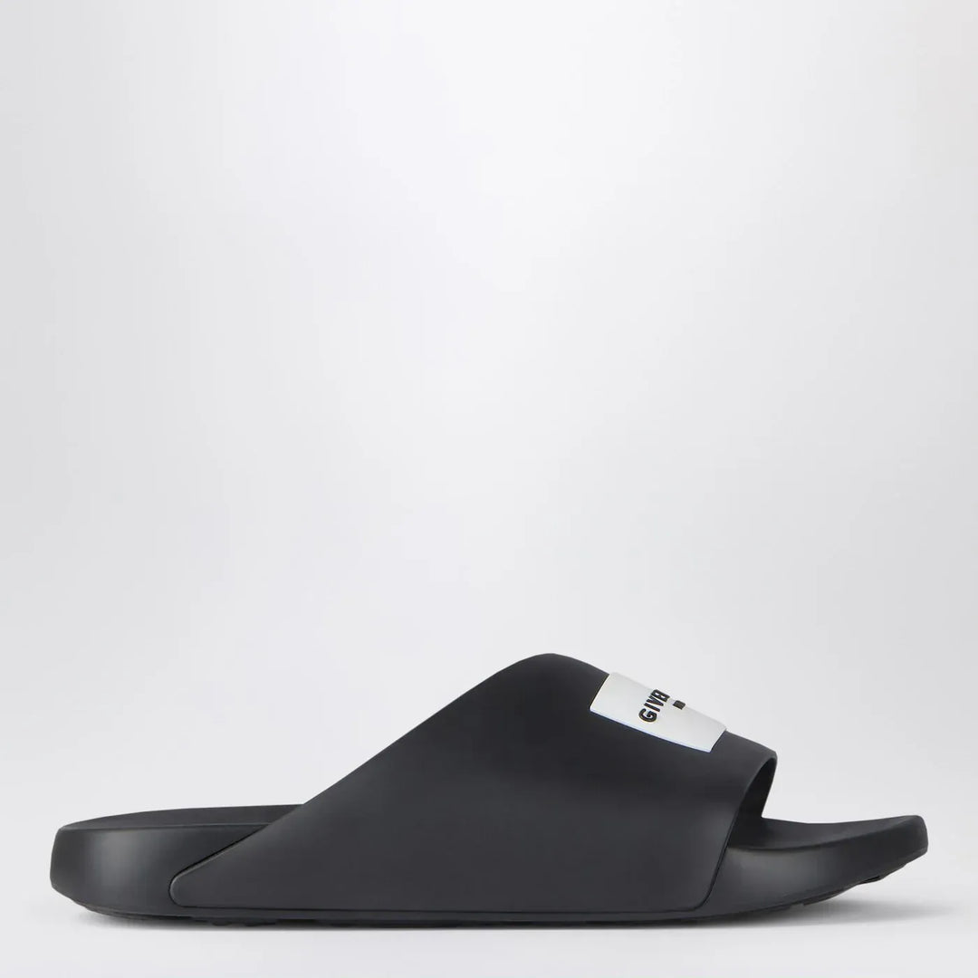 Givenchy - Black rubber Label Slide flat mules Brand Shoes 40 IT