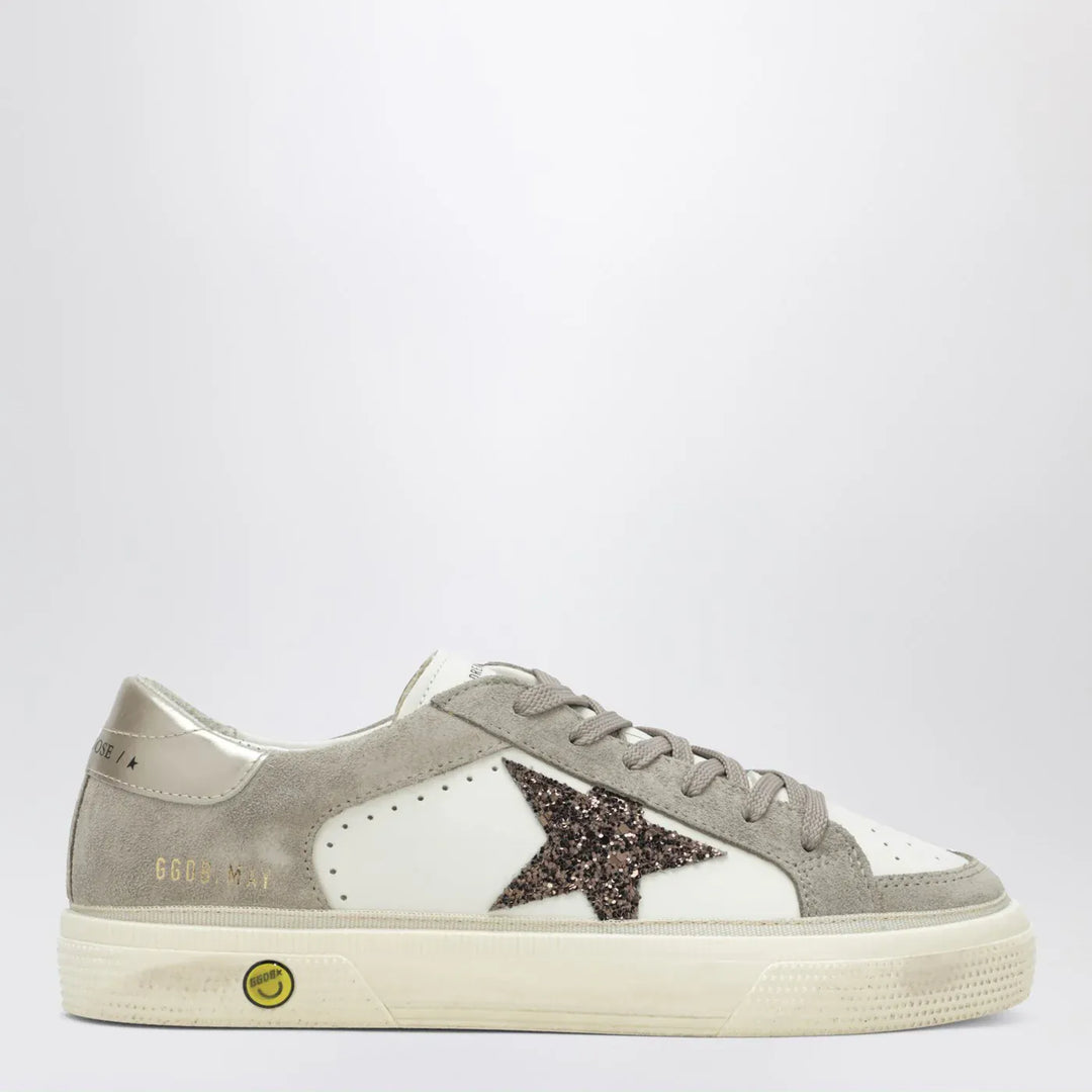 Golden Goose - White/taupe May Sneakers with glitter star Brand Shoes 28