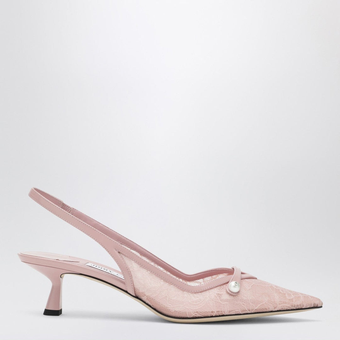 Shoes 38 IT Jimmy Choo - Amita 45 slingback pumps in pink leather and lace Brand