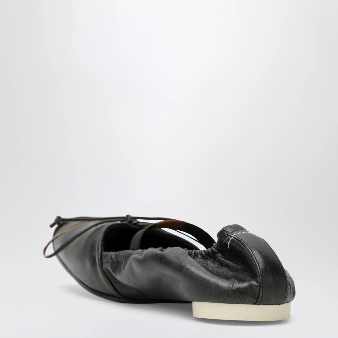 MM6 Maison Margiela - Square-toe ballerinas in brown calfskin leather Brand Shoes