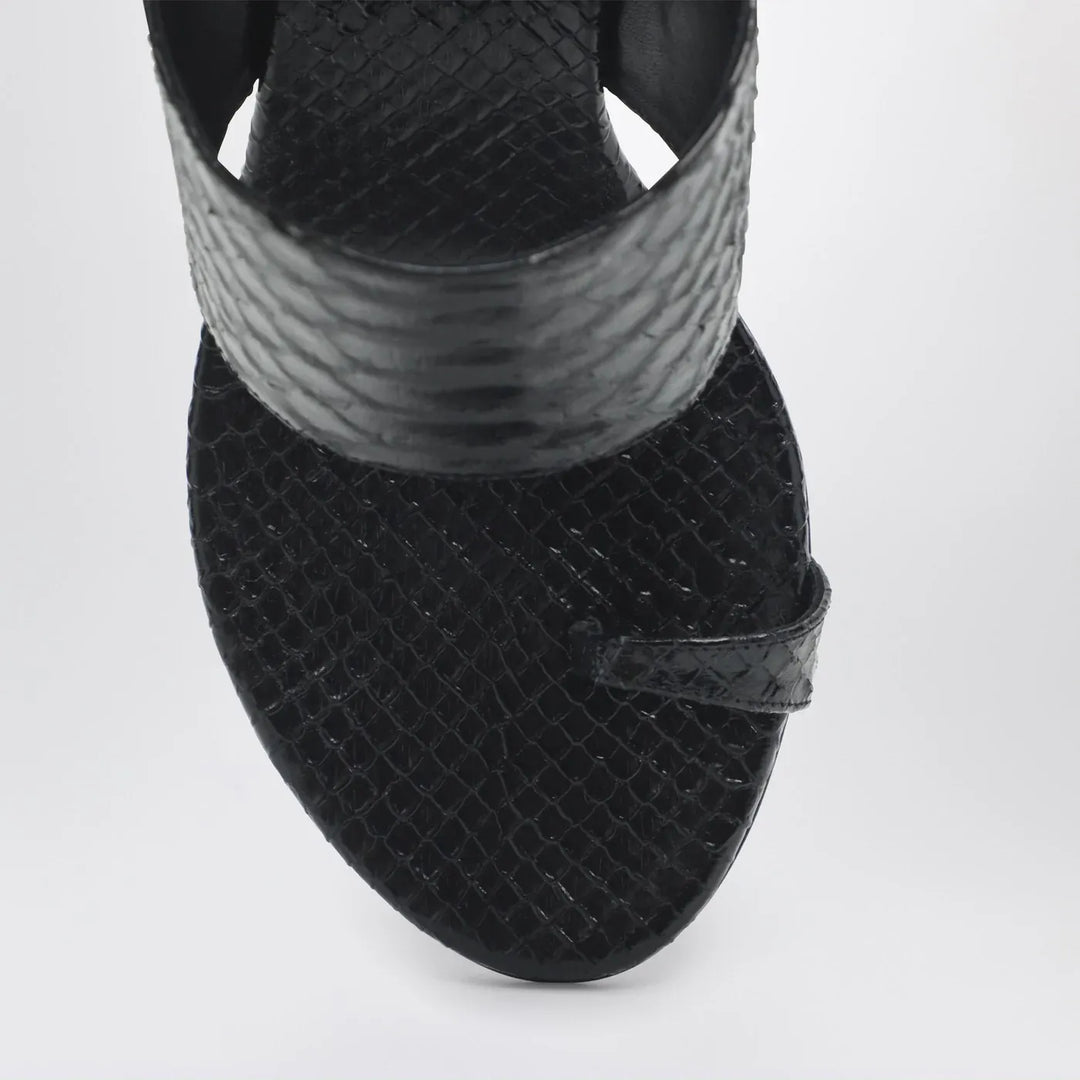 Paris Texas - Lidia python-effect black leather thong mule Brand Shoes