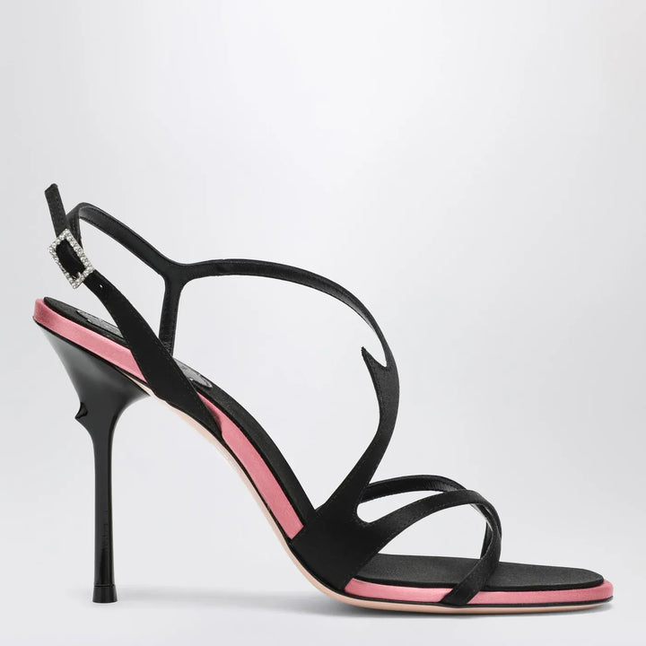 ROGER VIVIER - Black satin heeled sandals Brand Shoes 39 IT