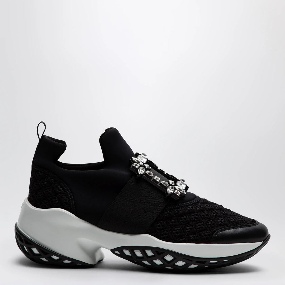 ROGER VIVIER - Black Viv Run strass buckle sneakers Brand Shoes 37,5 IT