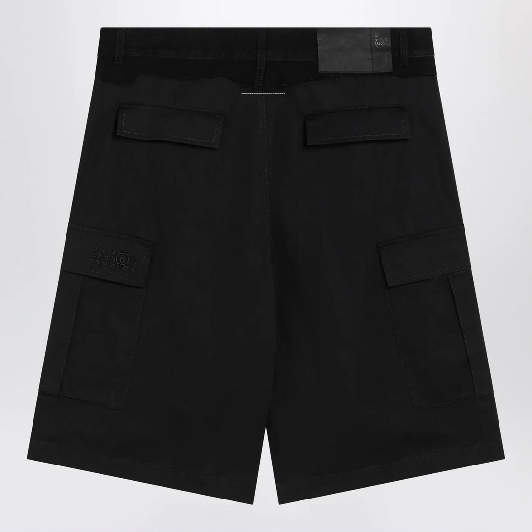 MM6 Maison Margiela - Black wool-blend cargo bermuda shorts Brand Shorts