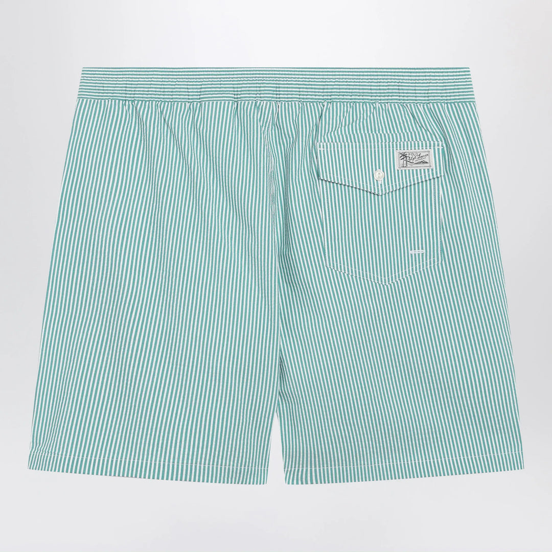 Polo Ralph Lauren - Traveler striped white/green seersucker swim shorts Brand Shorts
