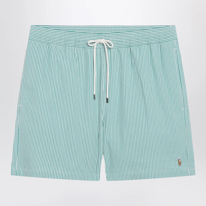 Polo Ralph Lauren - Traveler striped white/green seersucker swim shorts Brand Shorts S