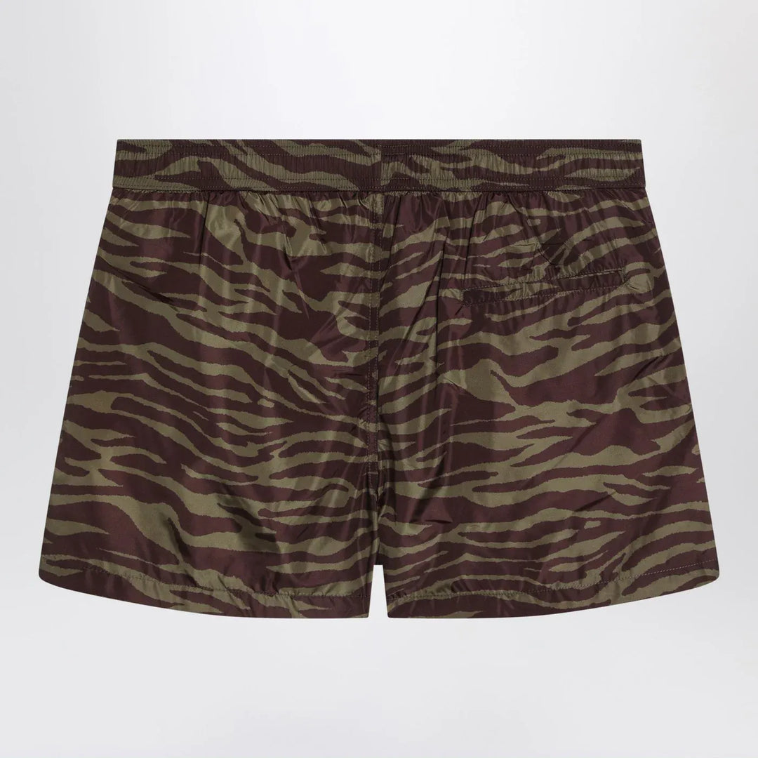 The Attico - Zebra Shorts in khaki/brown nylon Brand Shorts