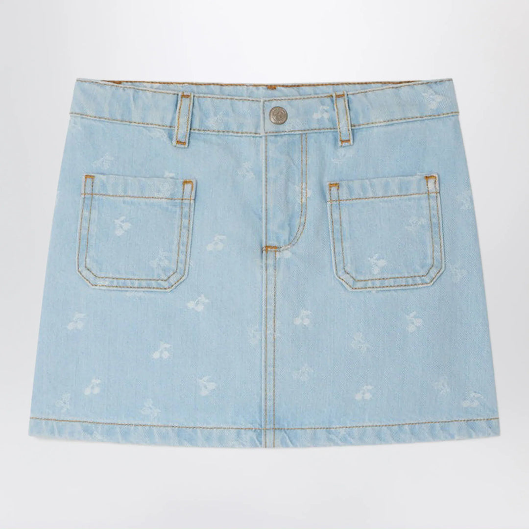 Bonpoint - Tison denim skirt with jacquard cherries Brand Skirts 4