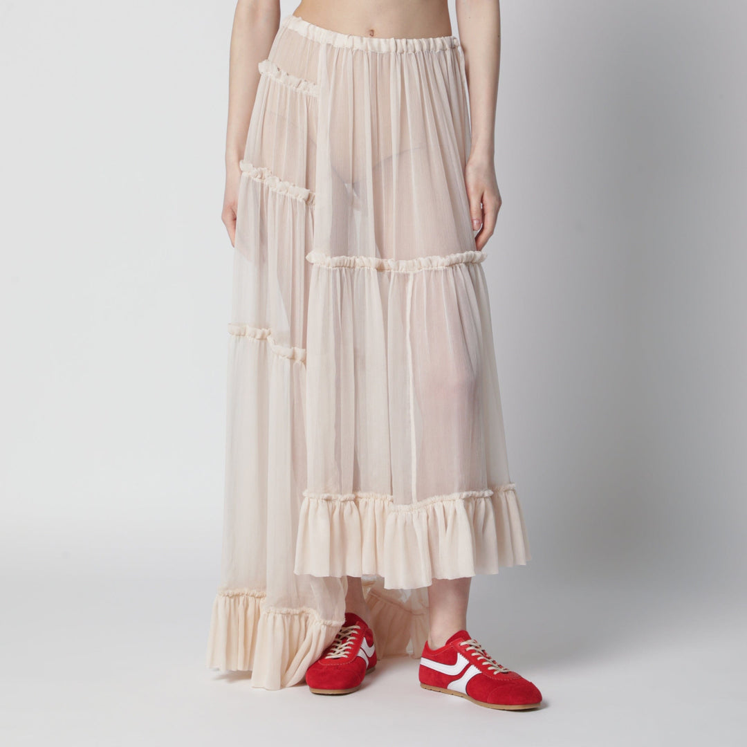 Skirts Dries Van Noten - Écru semi-sheer silk skirt Brand