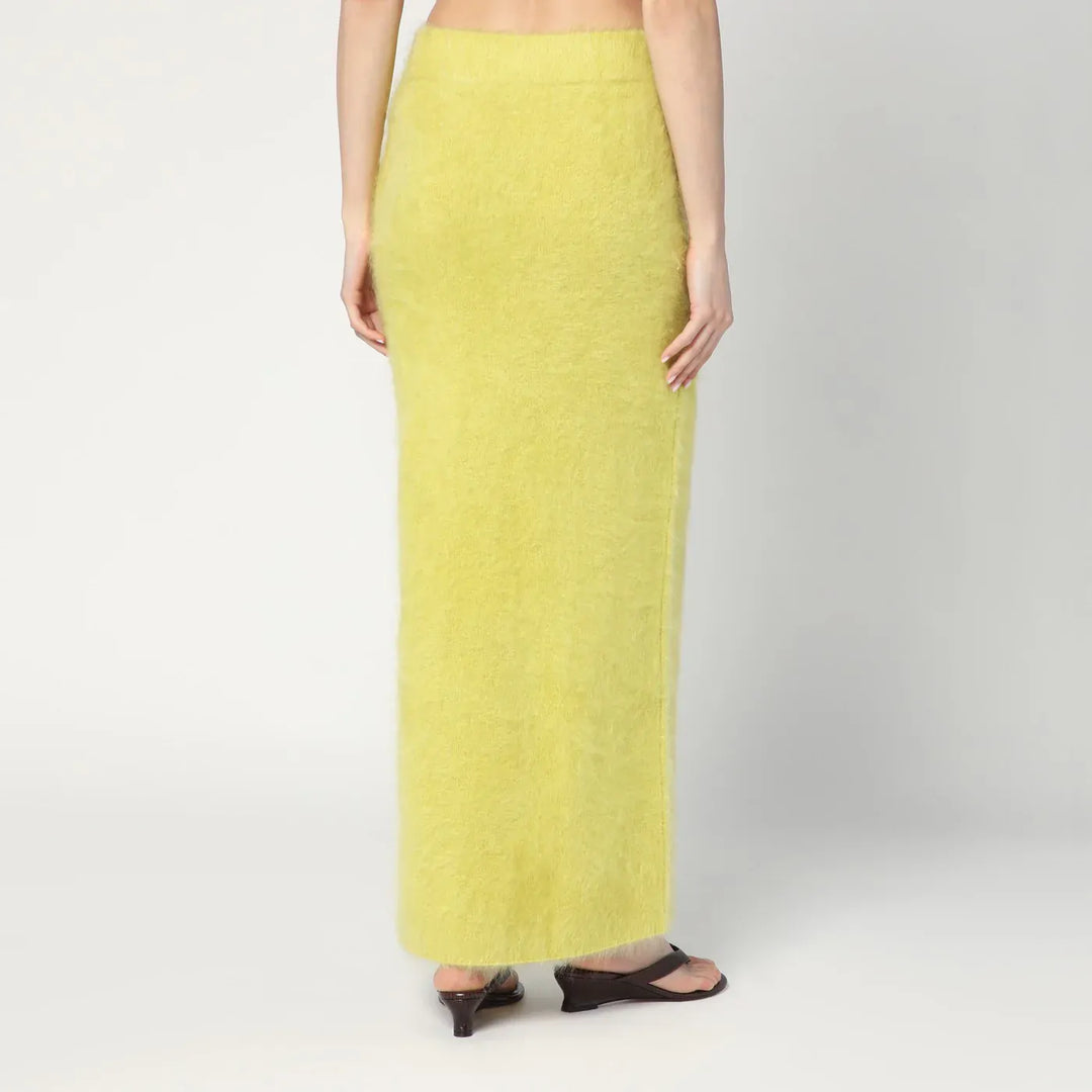 Soft Goat - Long Lime-coloured brushed cashmere skirt Brand Skirts